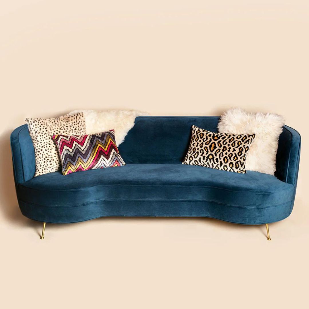 Contemporary round arm luxury sofa with soft cushions

