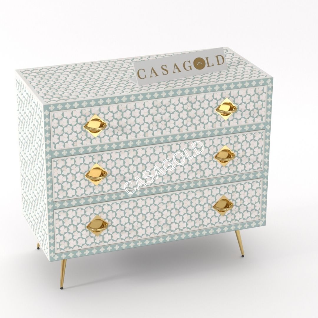 Decorative Bone Inlay Chest with Targua Design	