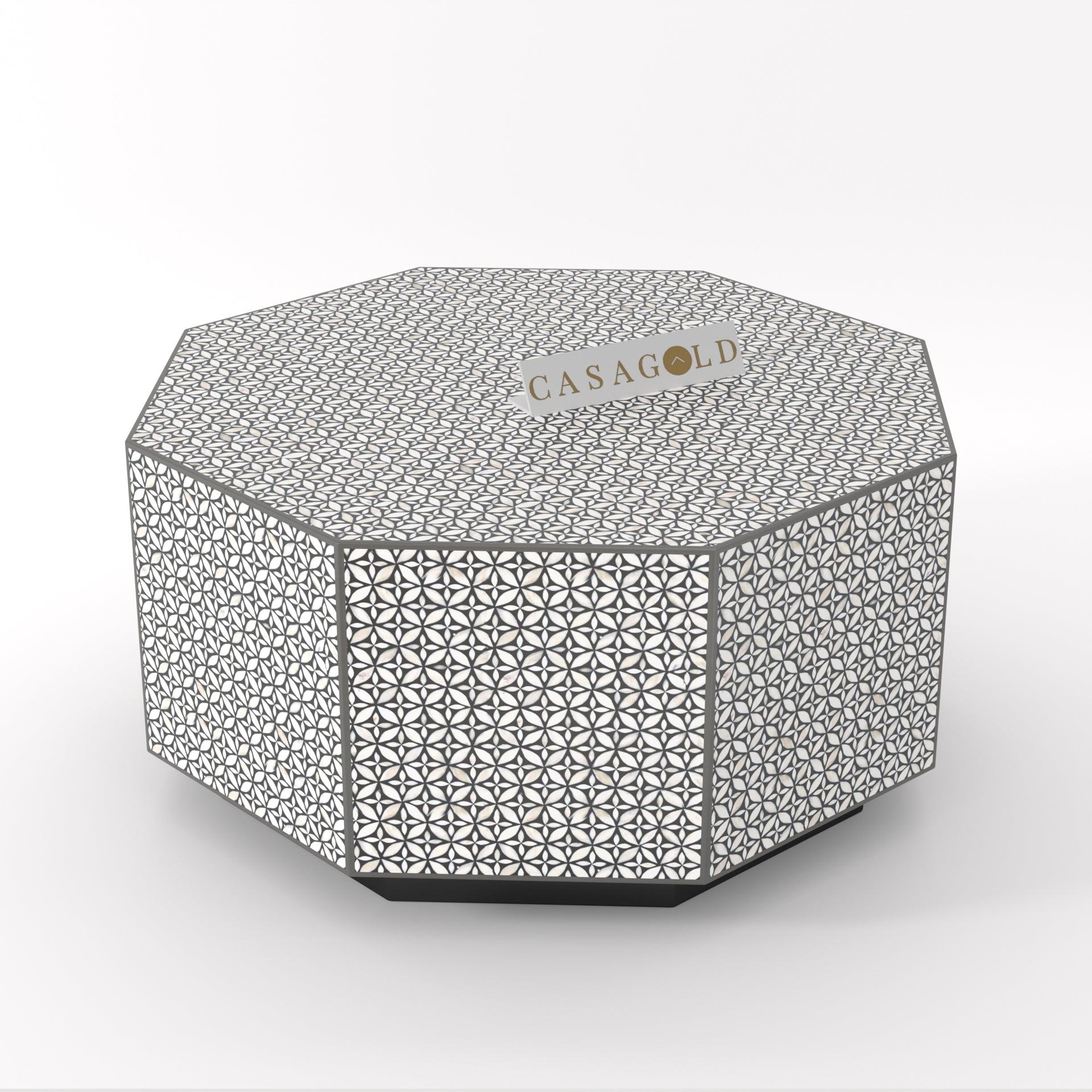 Decorative Bone Inlay Hexagon Coffee Table	