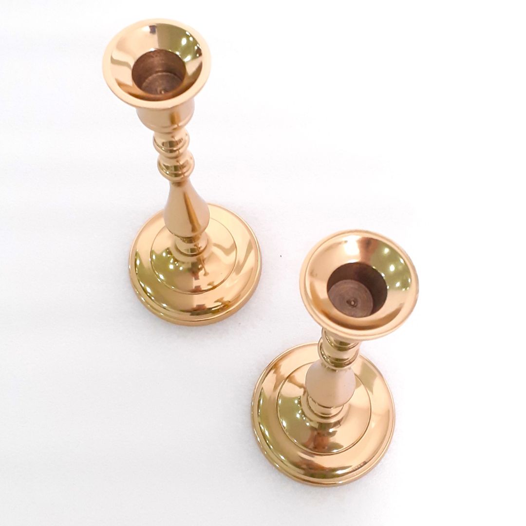 Decorative Brass Candle Holder with Engraved Pattern	