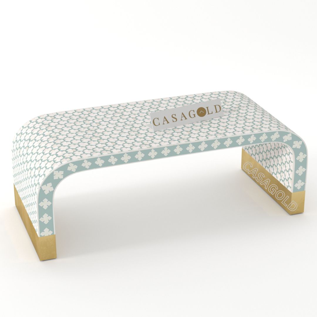 Designer Bone Inlay Rectangular Coffee Table	