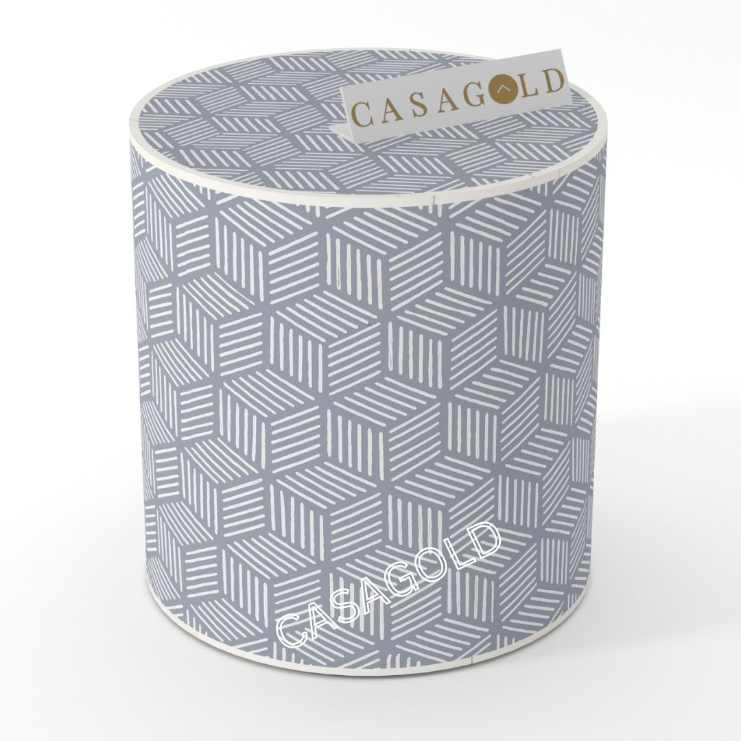 Modern Drum Inlay Side Table	