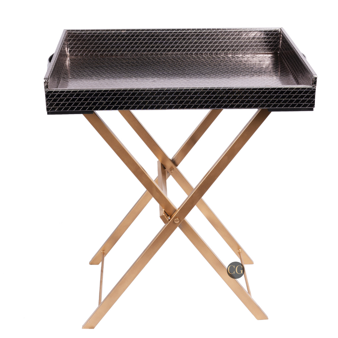 Metal Leather butler tray for stylish serving and decor