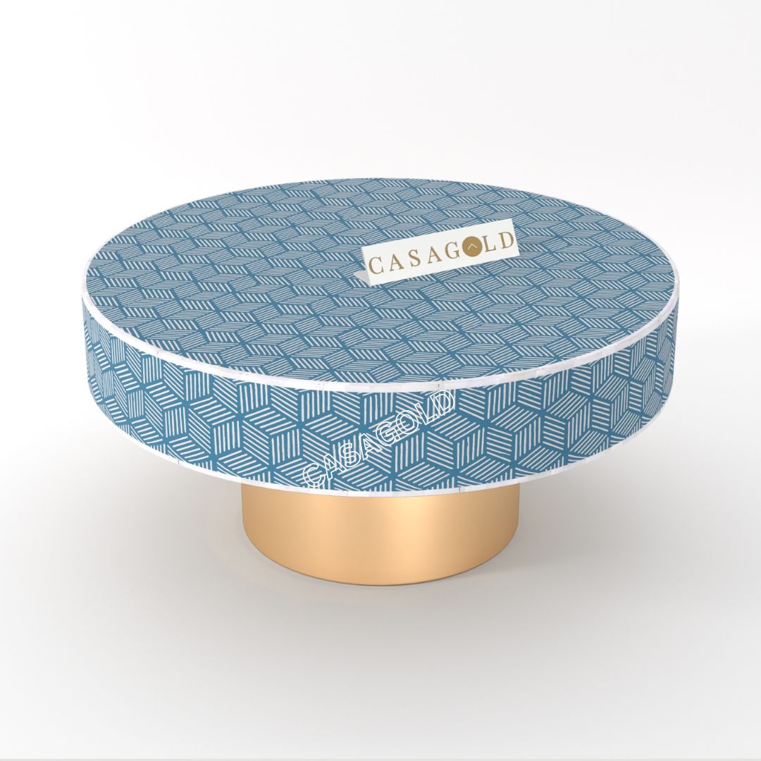 Stylish round inlay coffee table centerpiece
