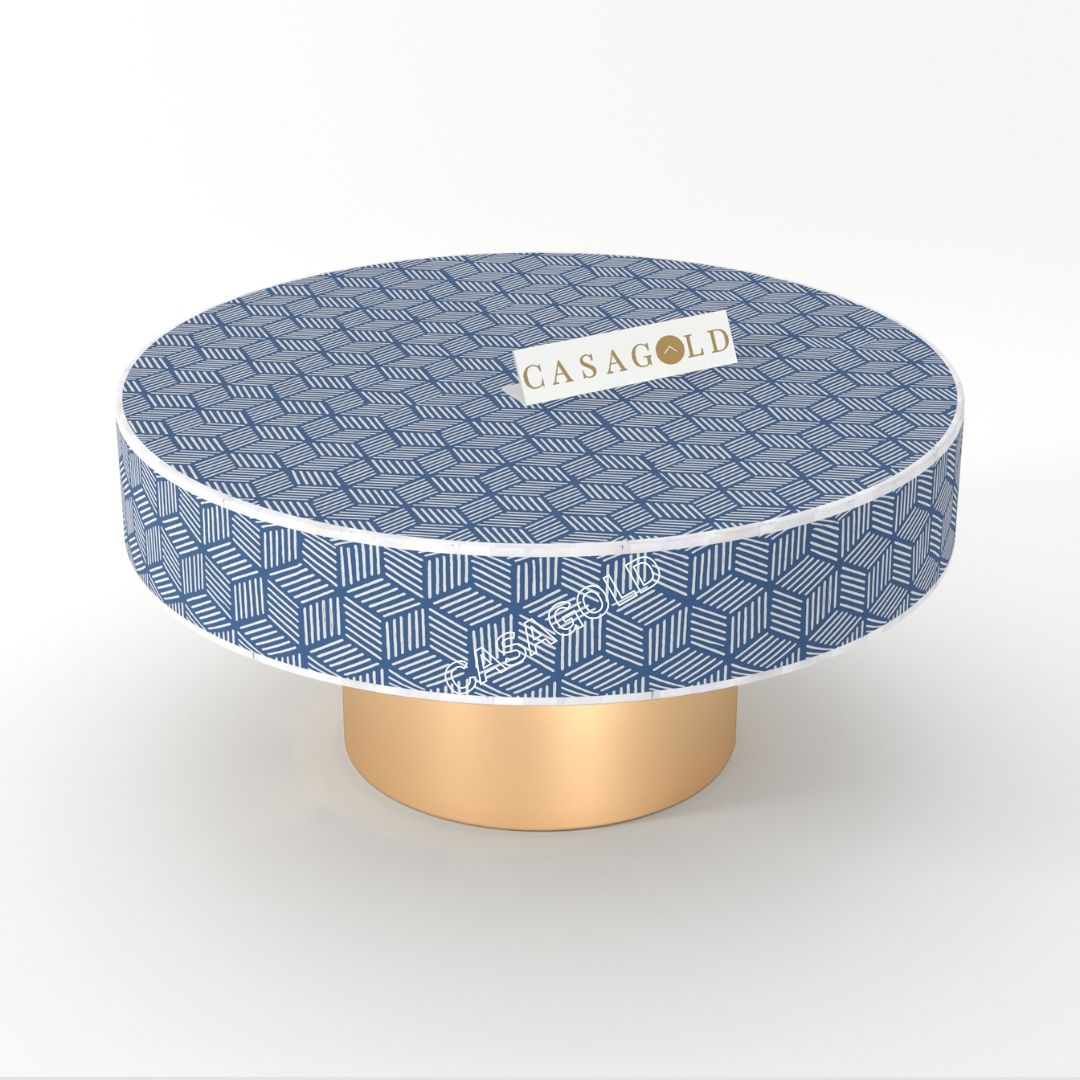 Stylish round inlay coffee table centerpiece
