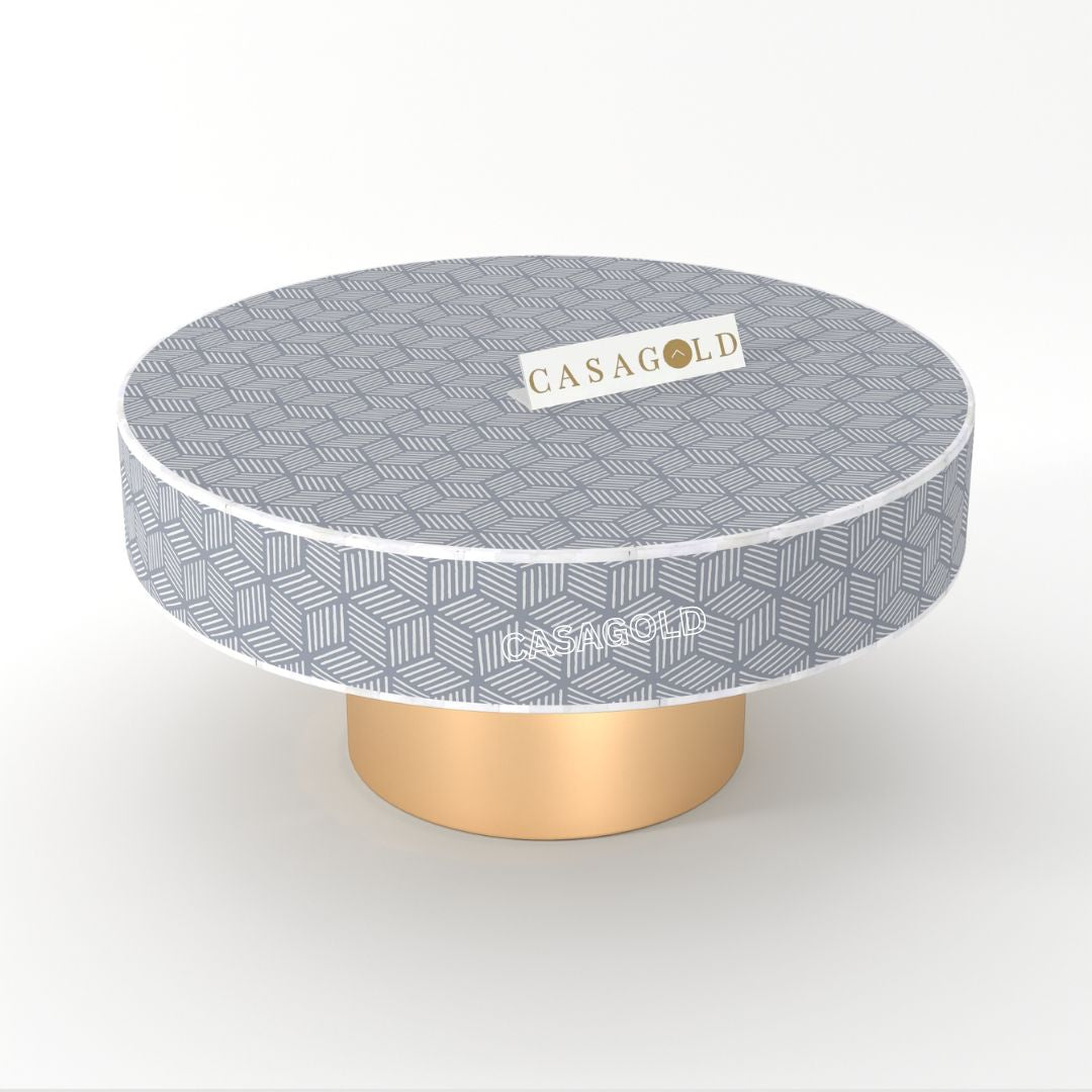Stylish round inlay coffee table centerpiece
