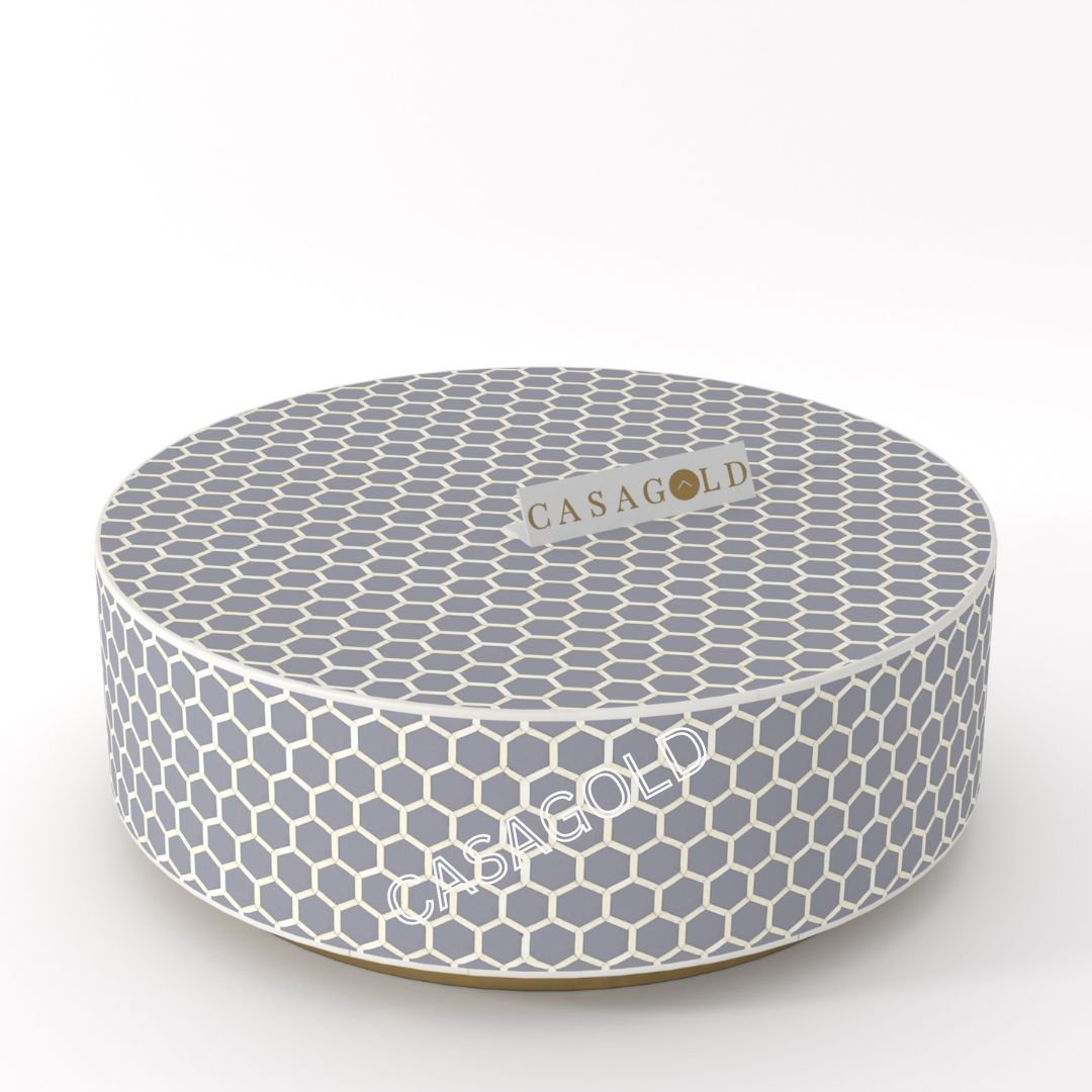 Elegant Round Inlay Table for Living Spaces

