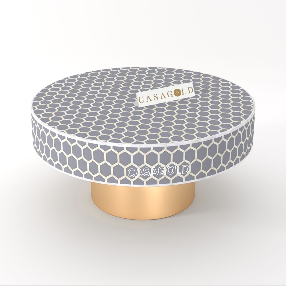 Elegant bone inlay round coffee table
