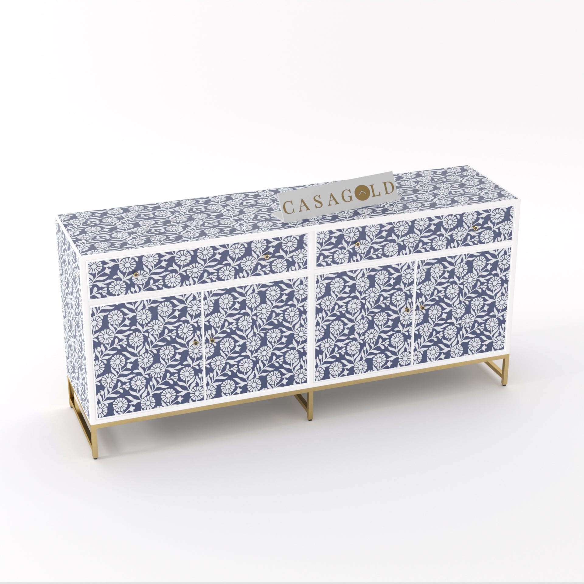 Emerald Sunflower inlay sideboard for bold statement interiors.