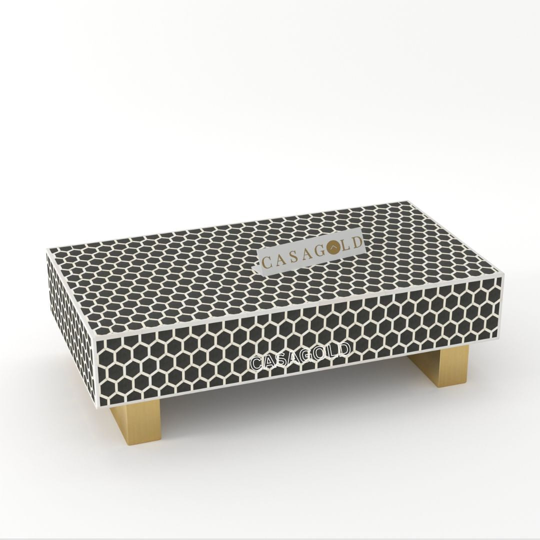 Ethnic Bone Inlay Rectangular Coffee Table	