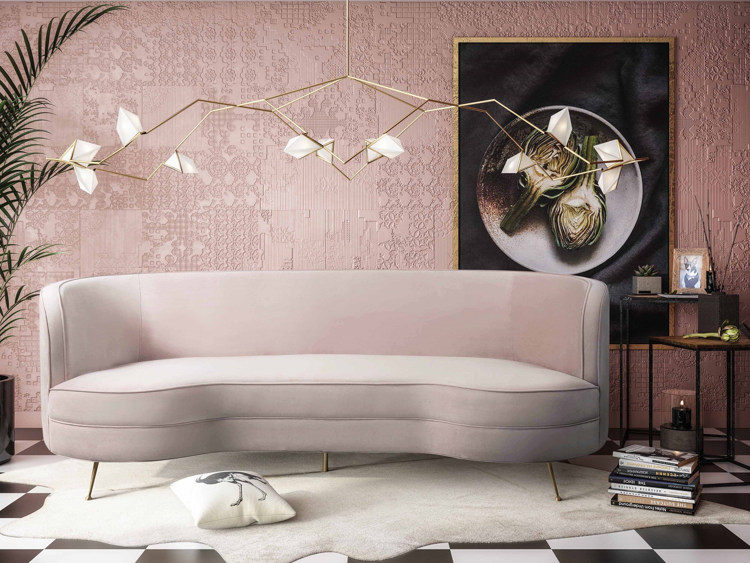 Extravagant -studded velvet luxury sofa for glam rooms
