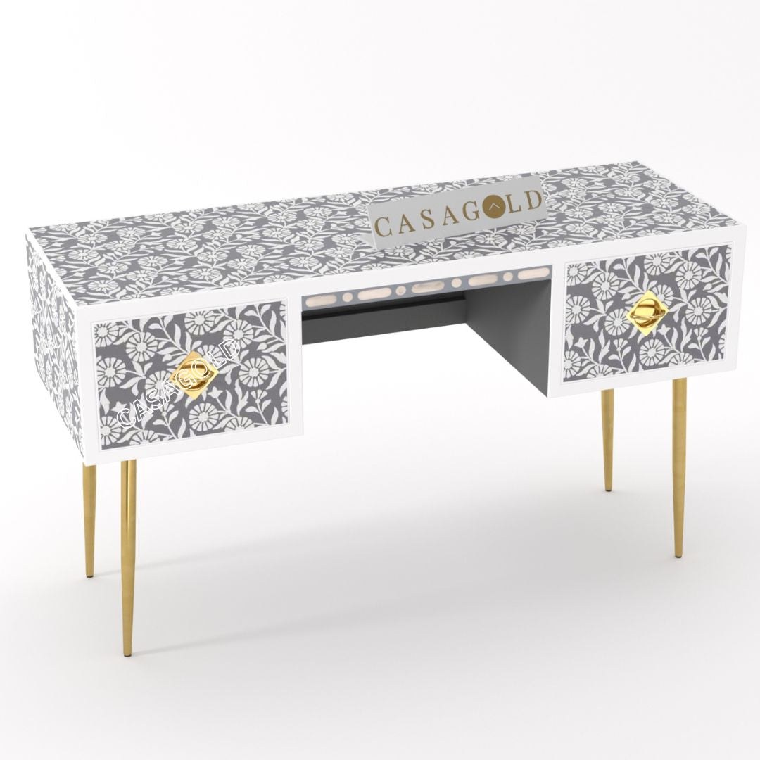Floral Vine Mother of Pearl Study Desk	