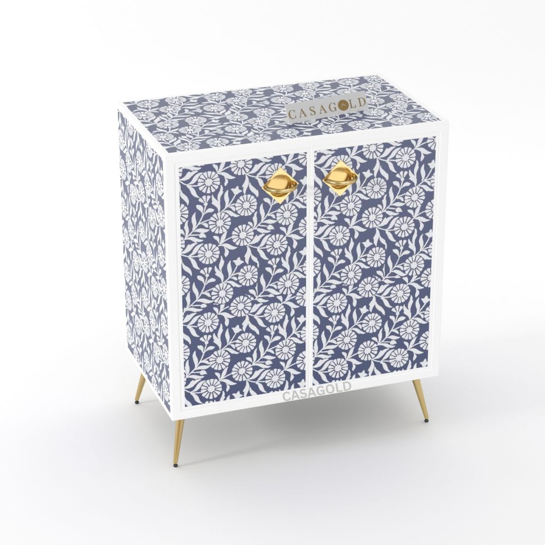 "Flower inlay bar cabinet in dark wood finish, perfect for elegant spaces"