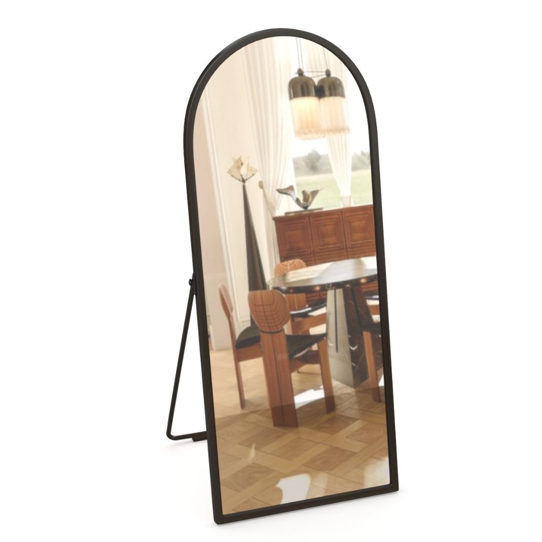 Full-Length Black Metal  Frame Glass Dressing Mirror	