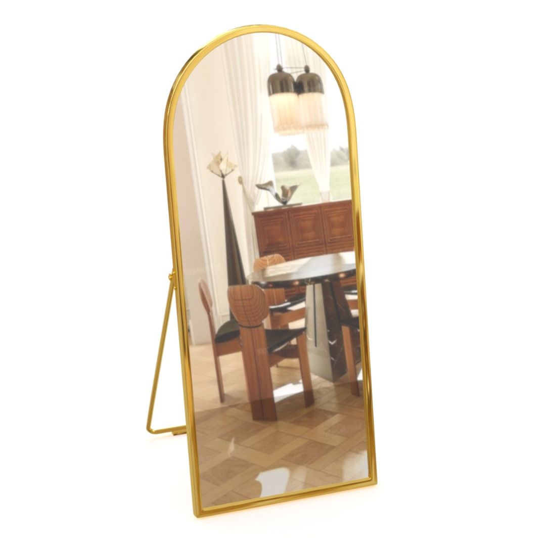 Full-Length Gold Steel Frame Glass Dressing Mirror	