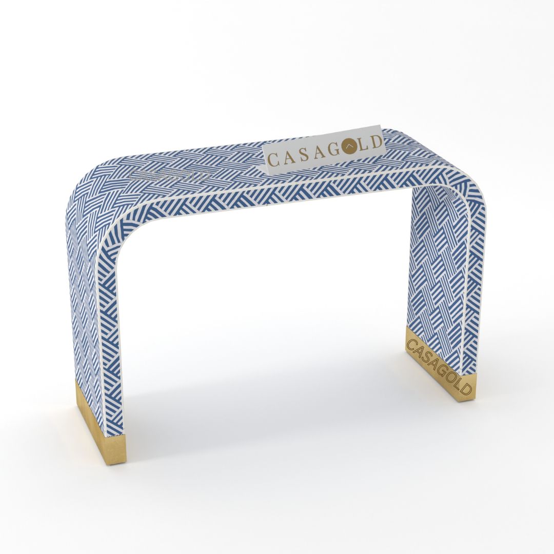 Geo Pattern Bone Inlay Console Desk	