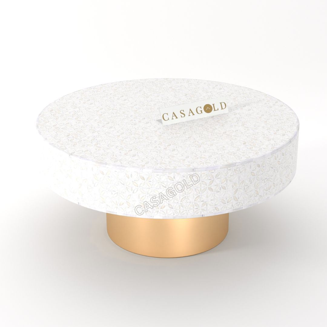 Geometric design round inlay coffee table
