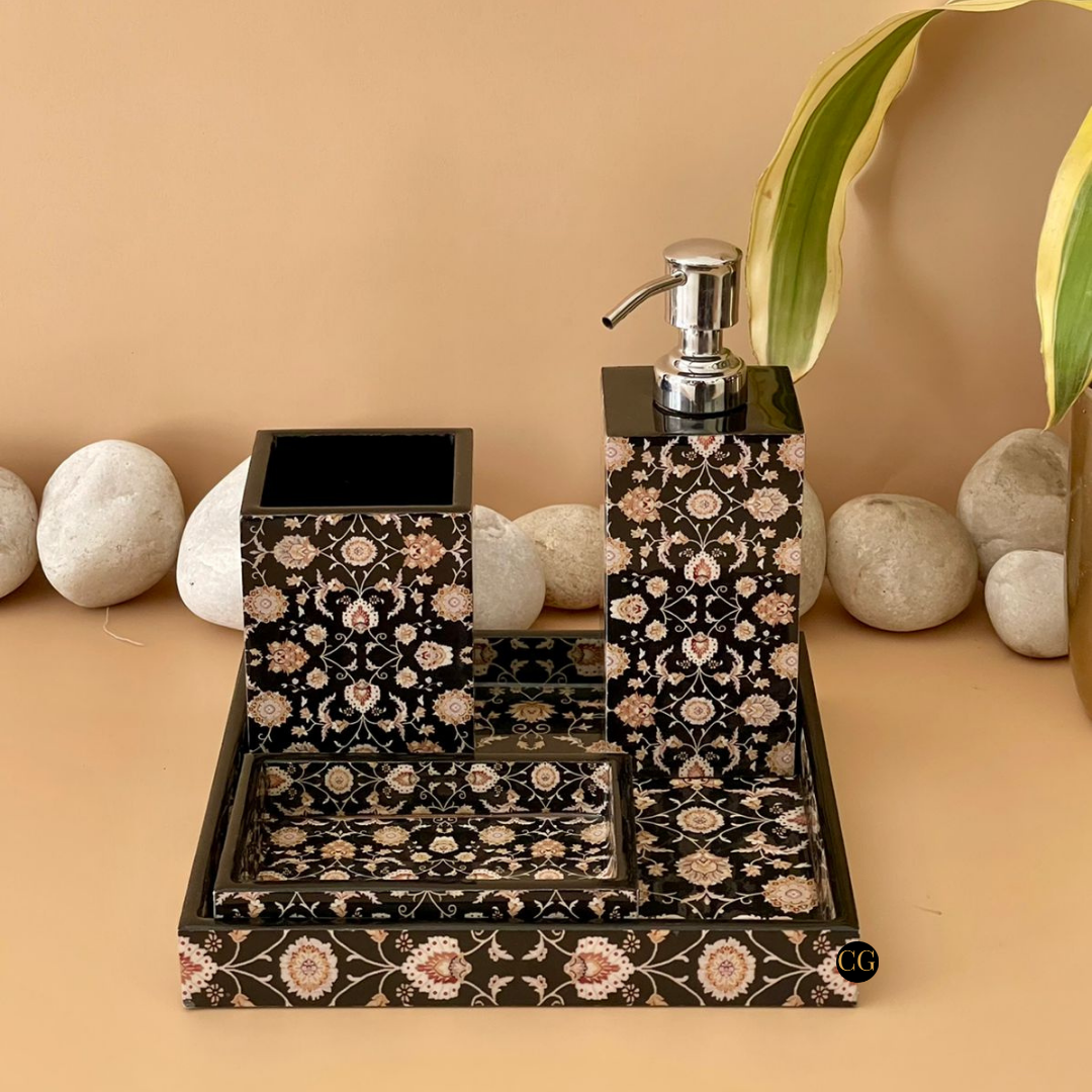 Gold-detailed set for opulent interiors
