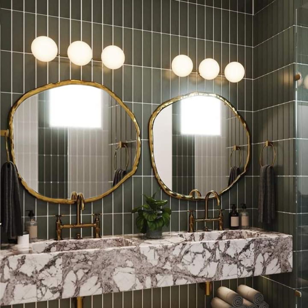 Hammered Vintage Gold-framed glass mirror for shabby chic spaces. mirror blind spot mirror circle mirror