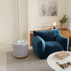 Inlay Drum Side Table with Base - Chevron