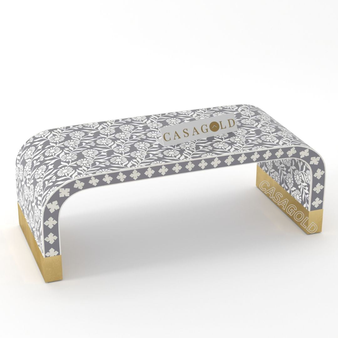 Handcrafted Bone Inlay Coffee Table with Rectangular Shape	