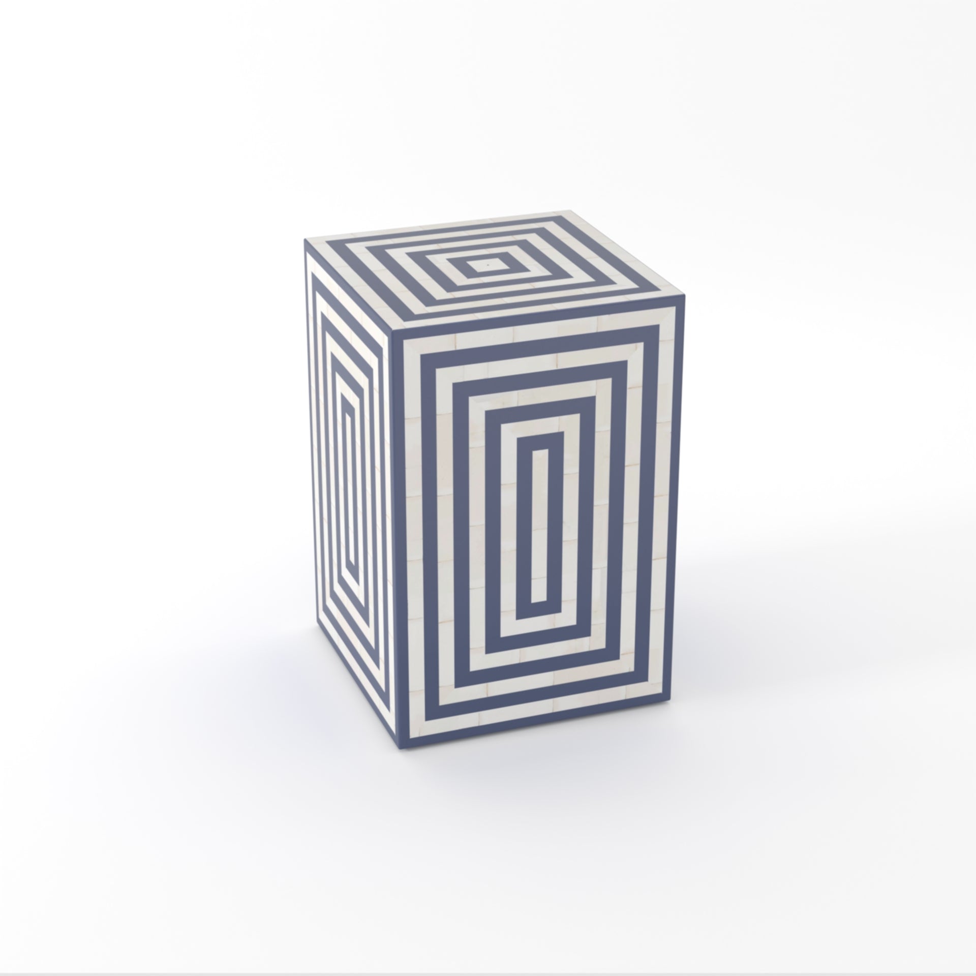 Handcrafted Bone Inlay Indigo Side Table	