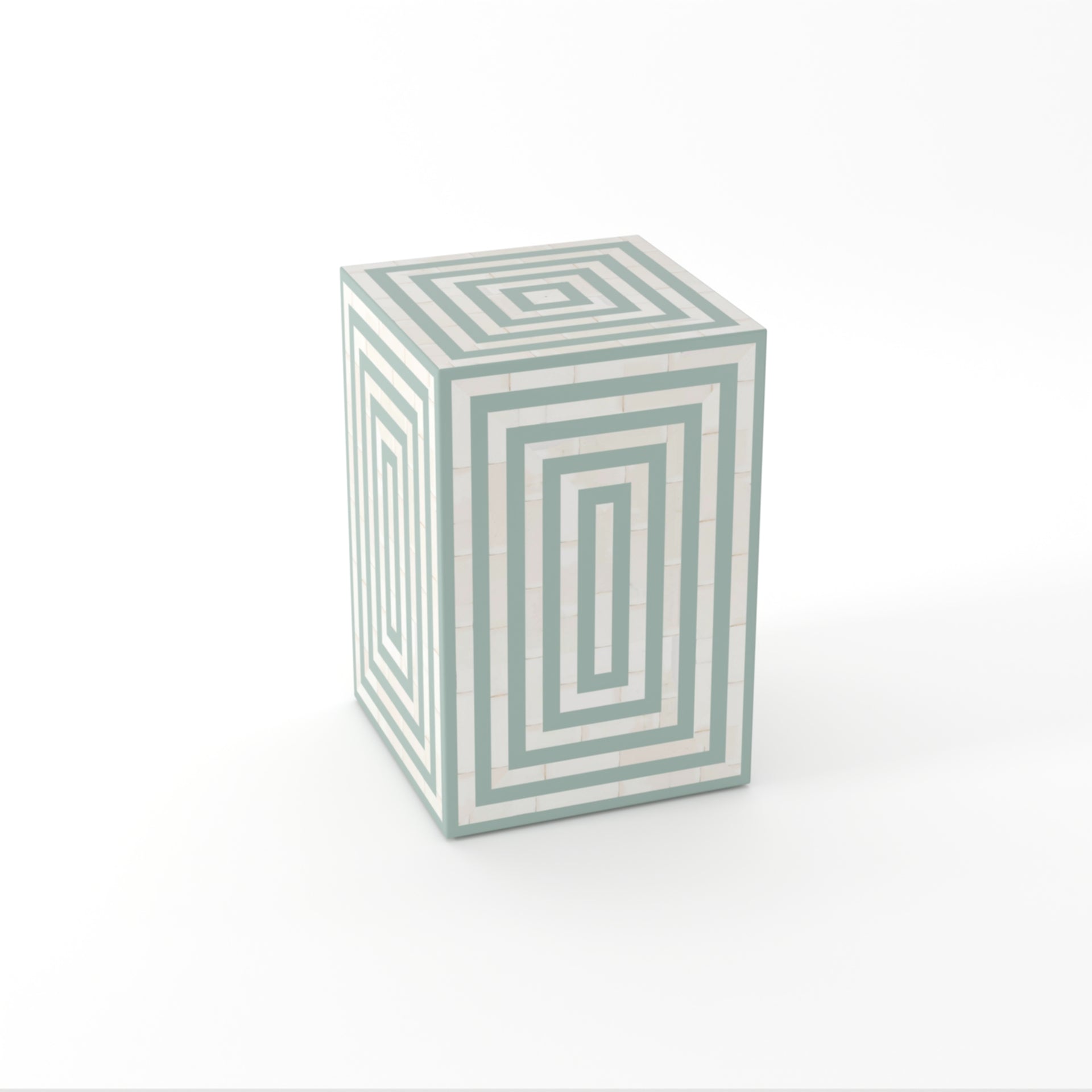 Handcrafted Bone Inlay seagreen Side Table	