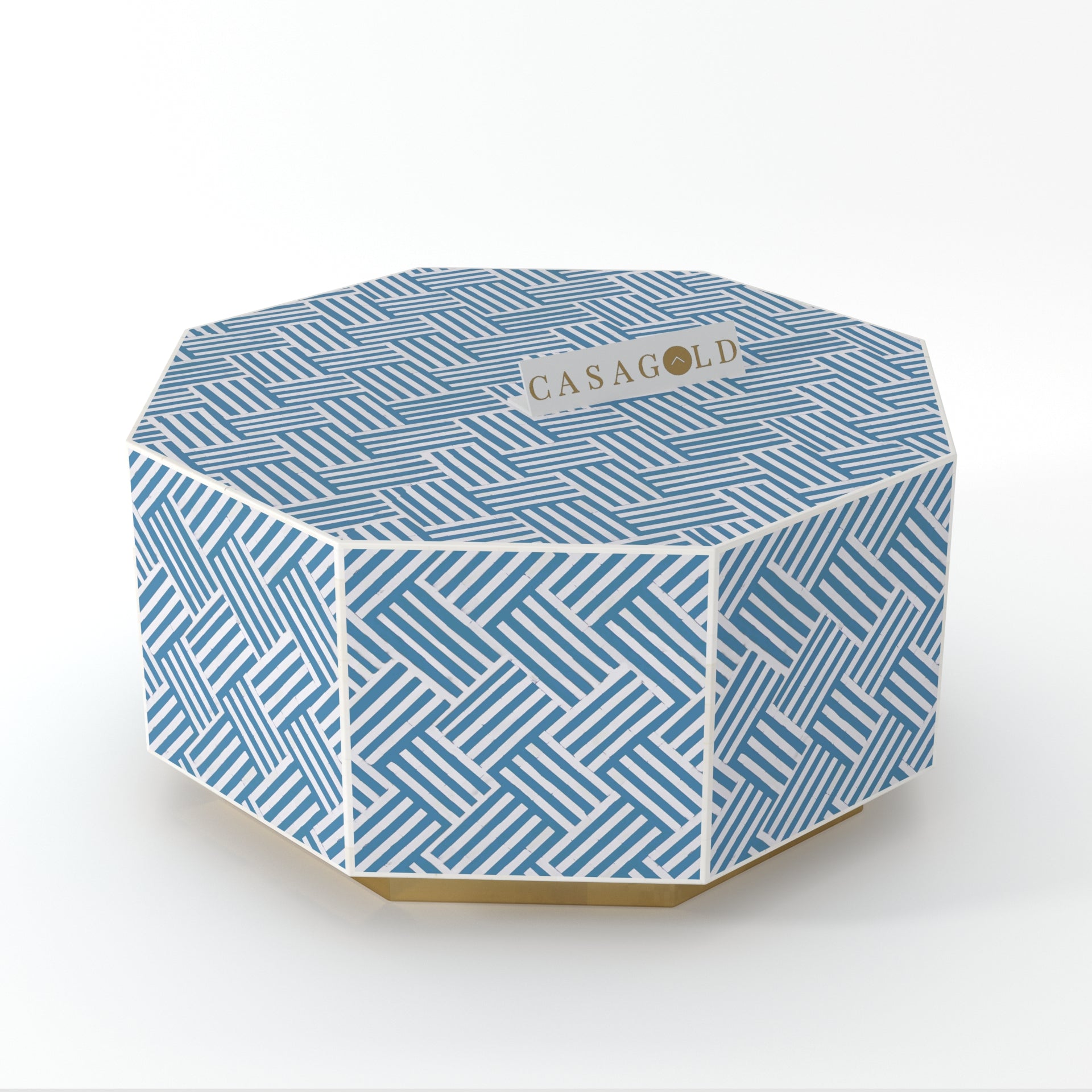 Handcrafted Hexagonal Bone Inlay Coffee Table	