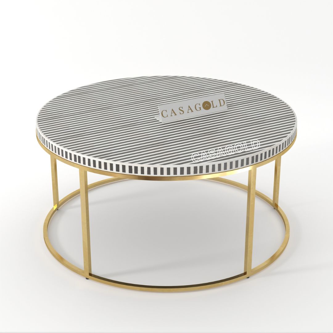 Handcrafted Round Inlay Table	