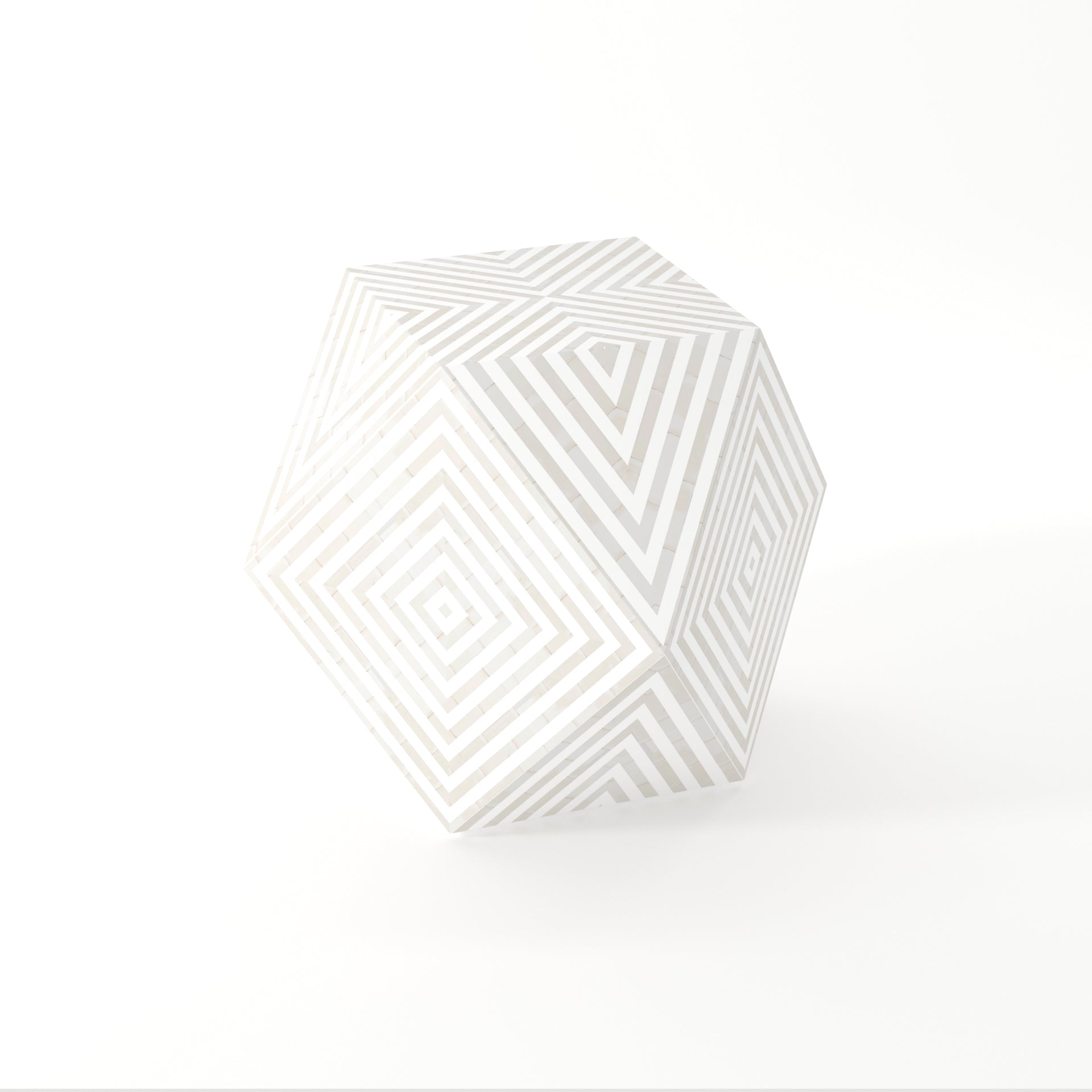 "Hexagonal coffee table with bone inlay finish"
