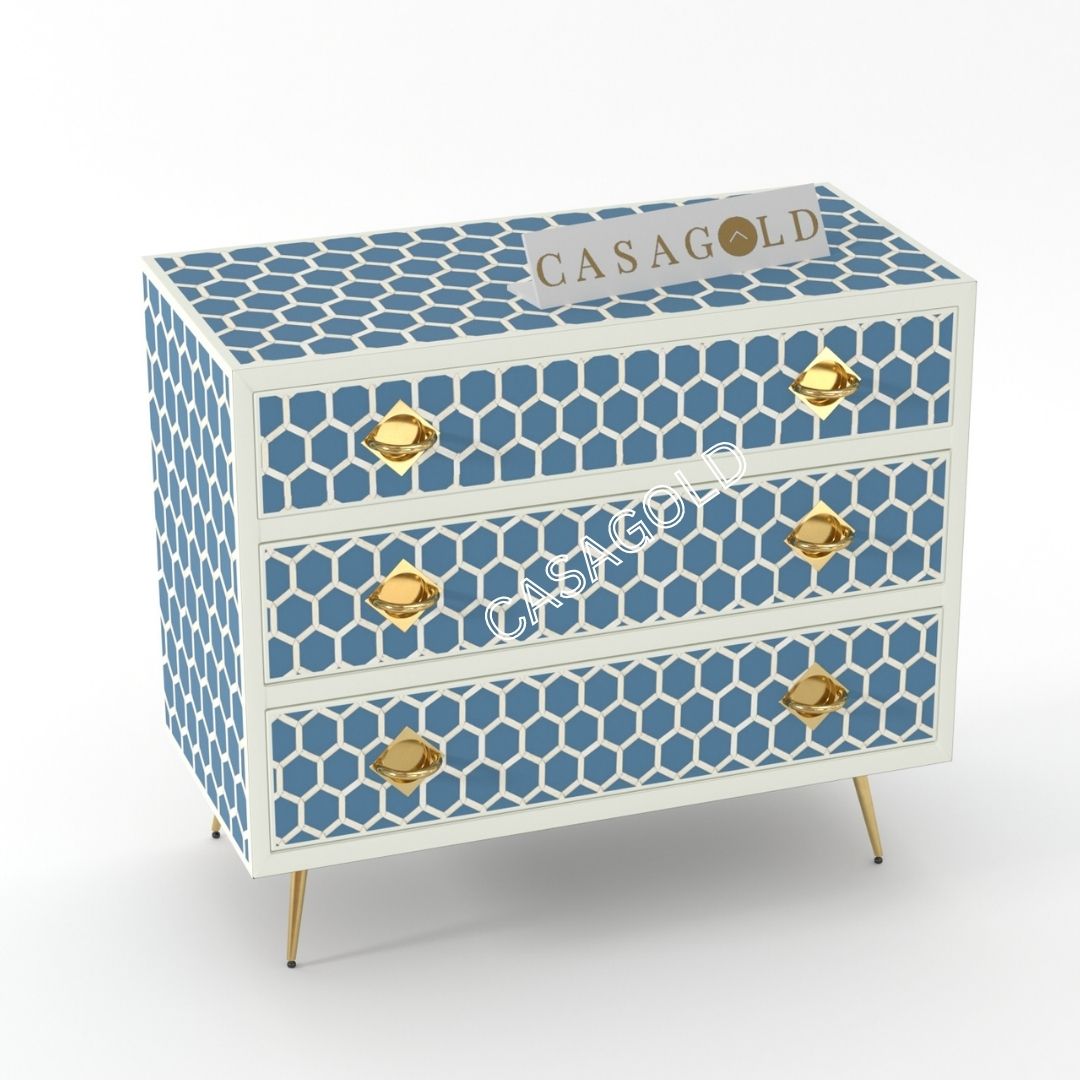 Honeycomb Bone Inlay Drawer Chest	