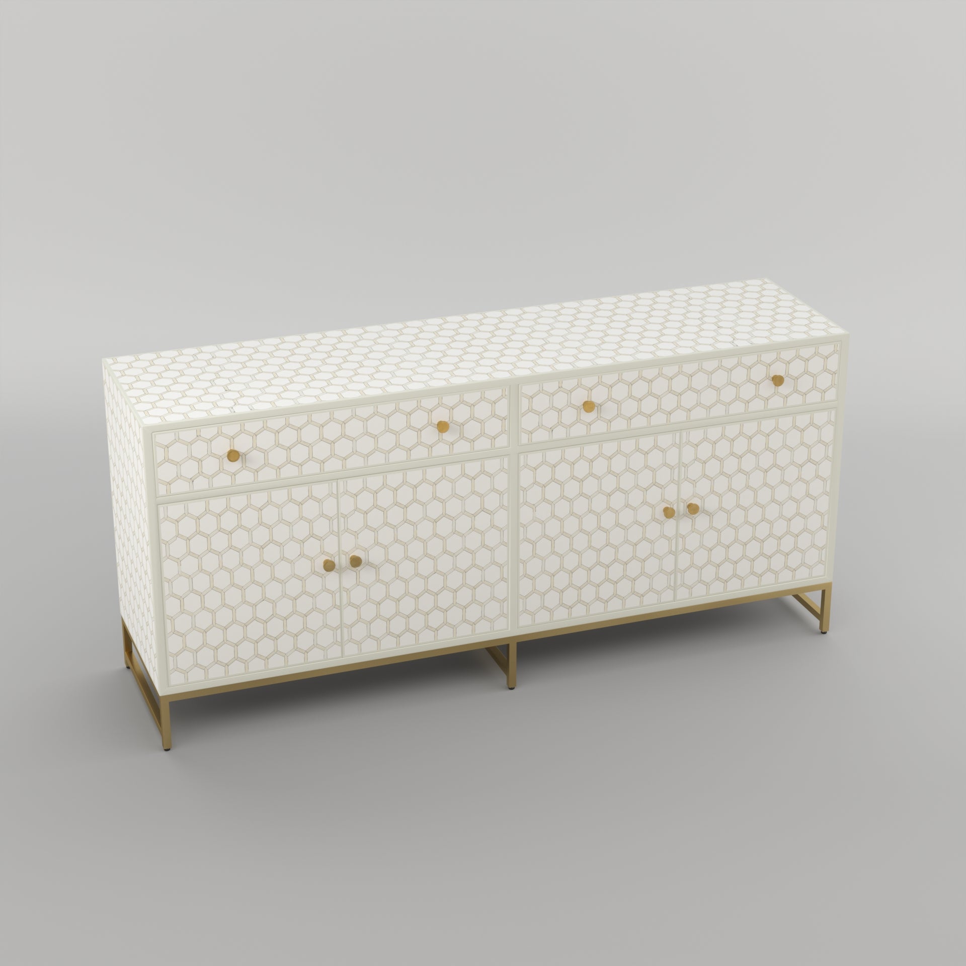 White Bone Inlay Storage Cabinet	
