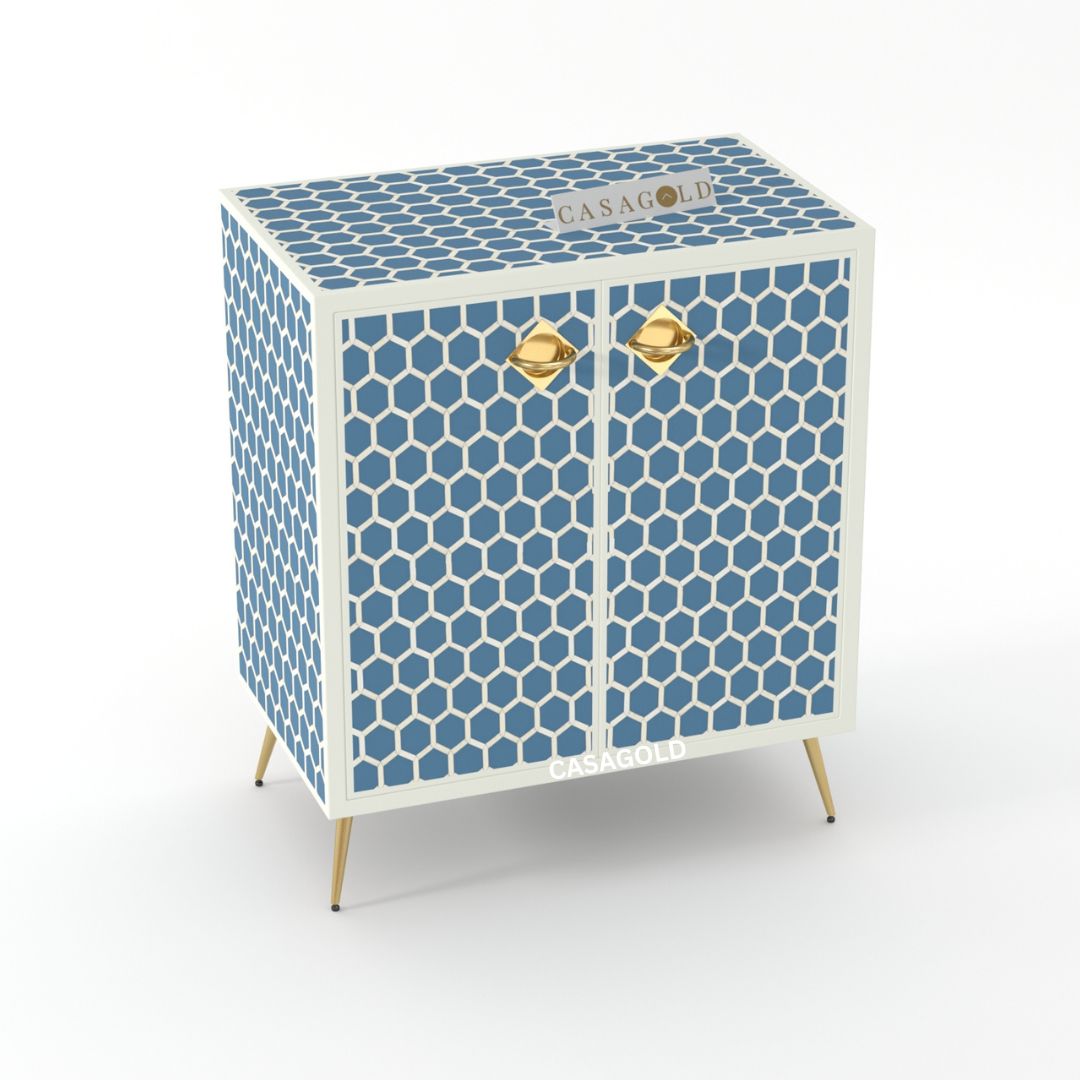 Honeycomb style inlay cabinet with drawers