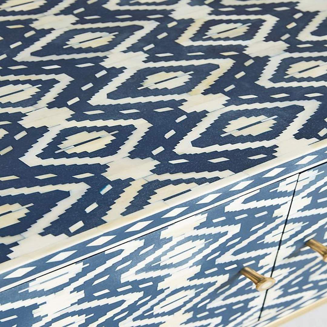 Ikat White Bone Inlay Media Cabinet