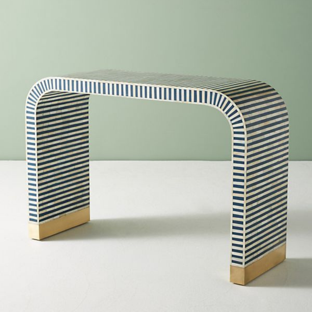 Indigo Bone Inlay Console with waterfall Design
