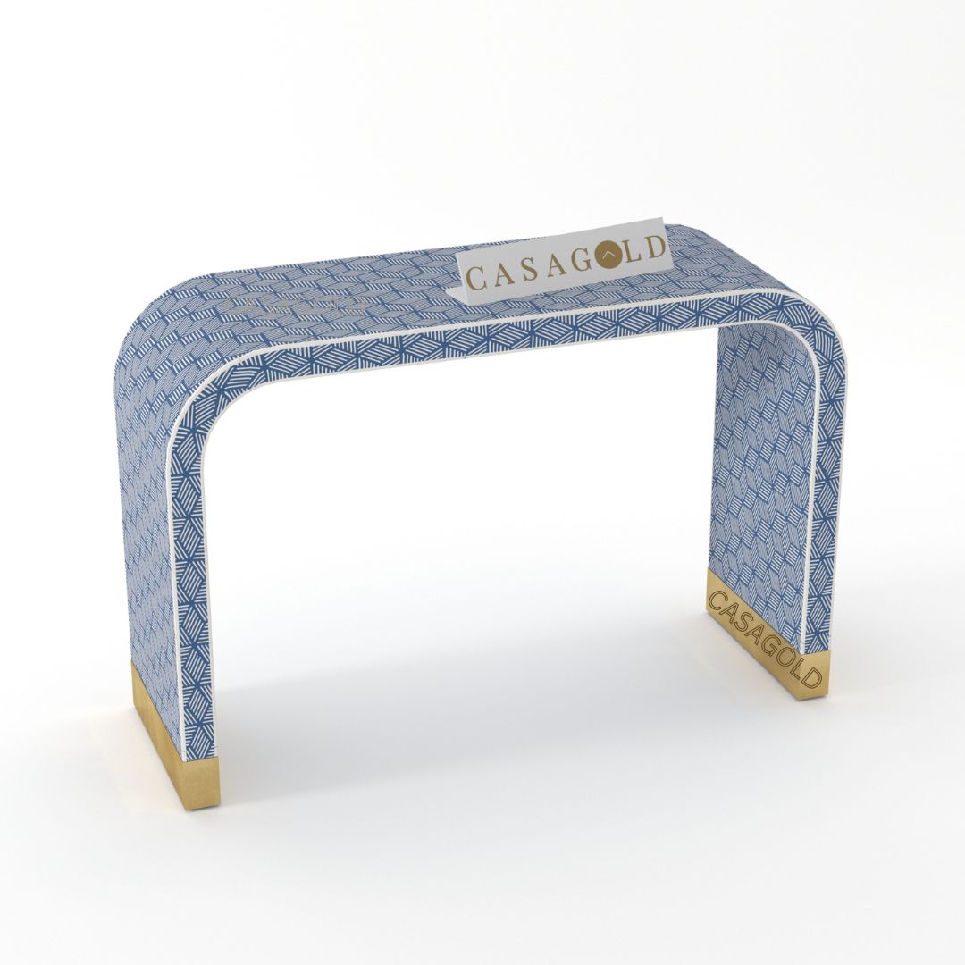 Indigo Rectangular Bone Inlay Console Desk for Modern Interiors
