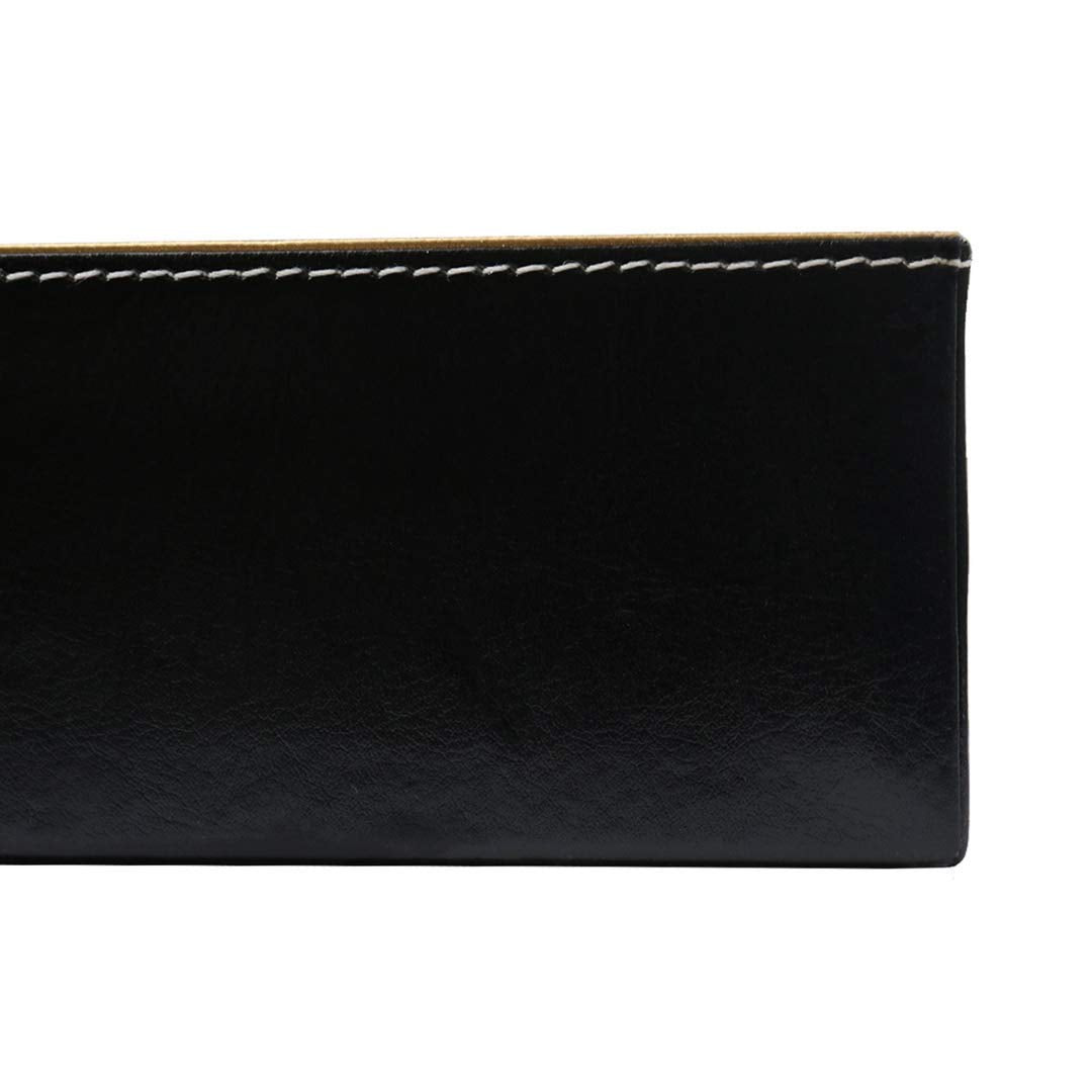 Elegant leather tray with plush gold lining
