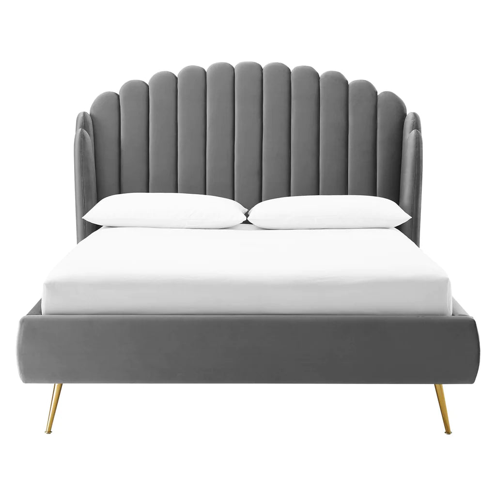Elegant leather wings bed for chic bedroom style