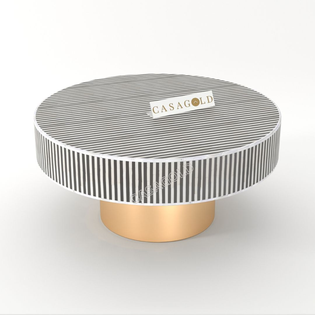 Living room coffee table with round inlay
