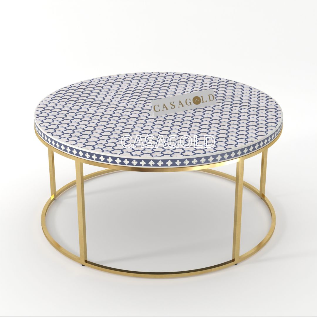 Living room coffee table with round inlay
