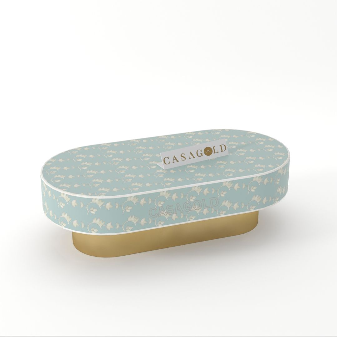 Luxurious Bone Inlay Oblong Coffee Table
