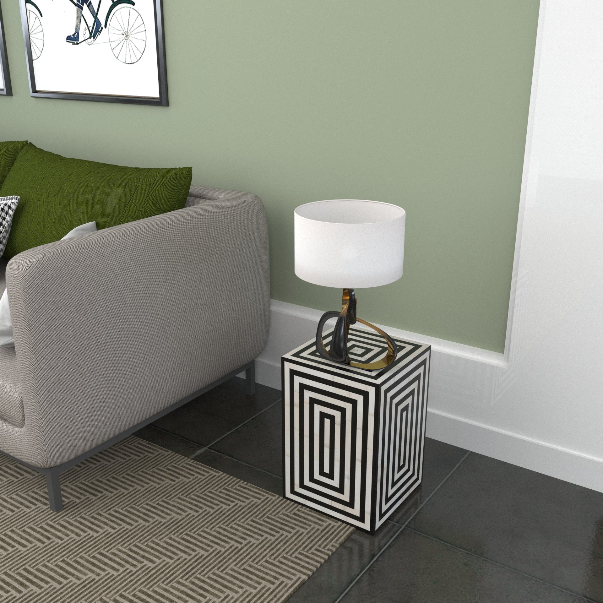 Luxurious Bone Inlay Side Table	