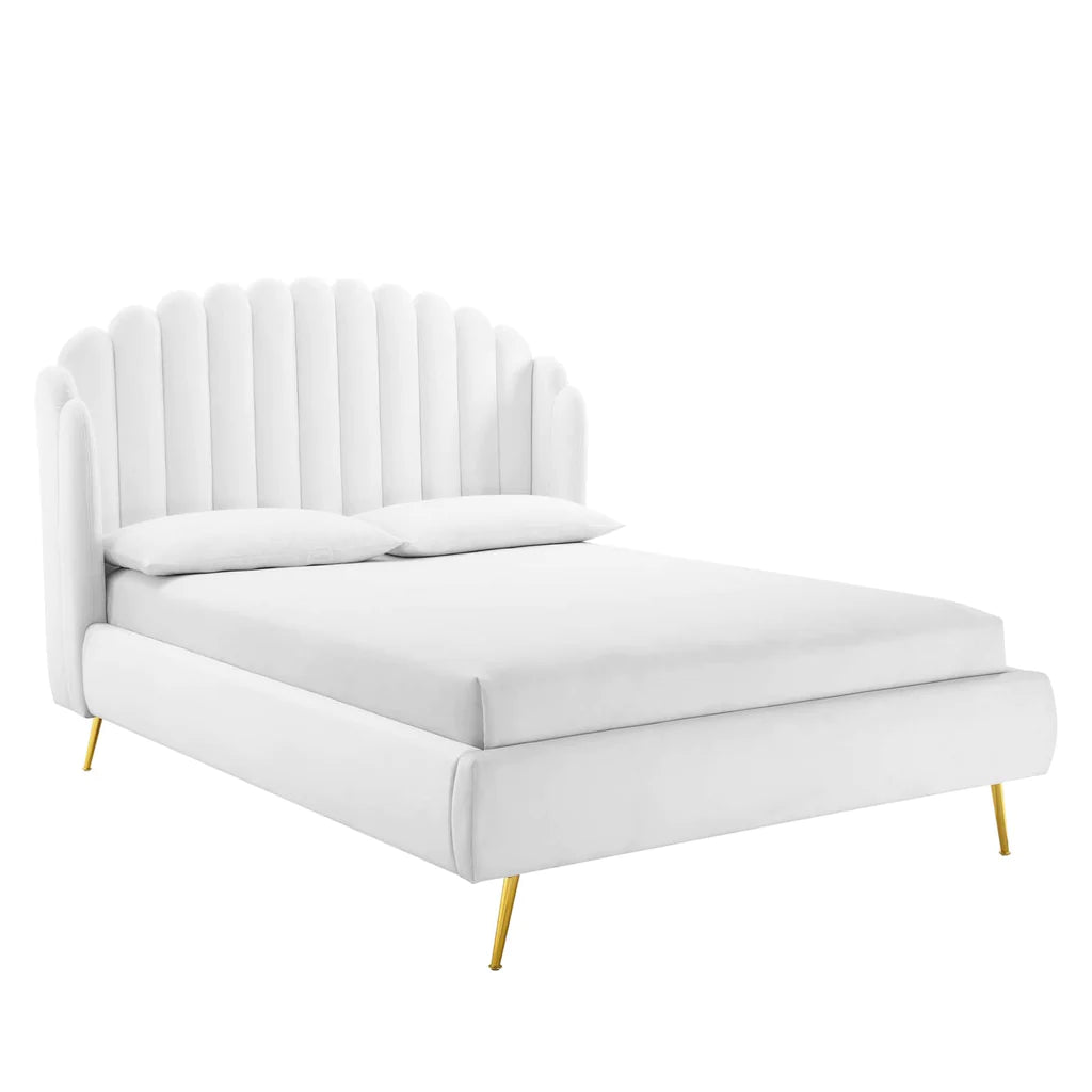 Luxurious wings bed frame with soft upholstery