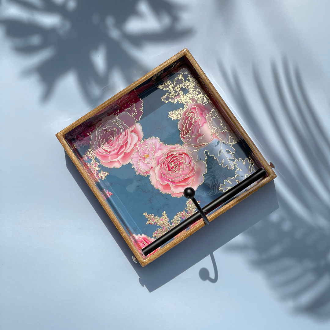 Luxury wooden tissue tray for coffee tables
