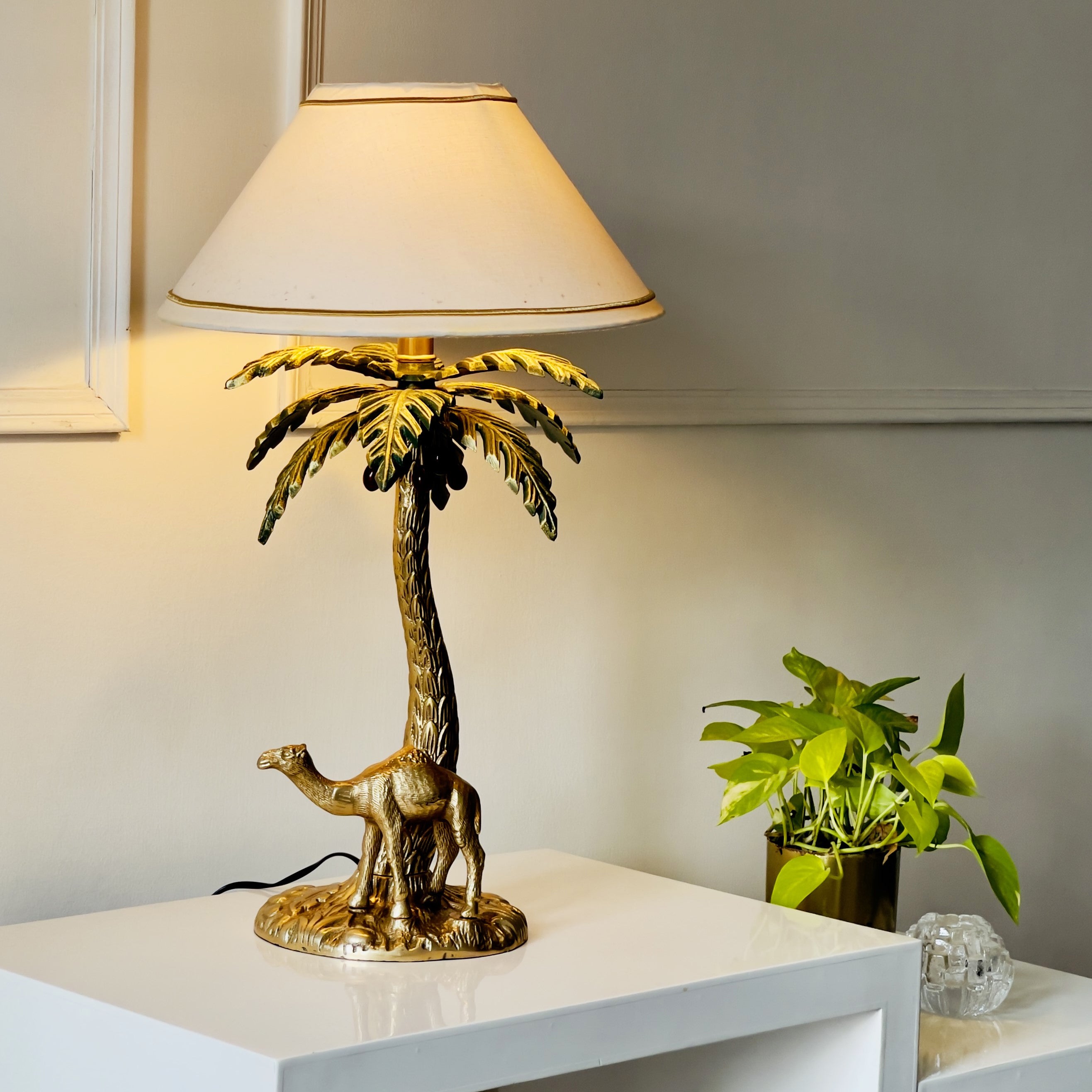 Luxury camel Table Lamp with Handmade Appeal	