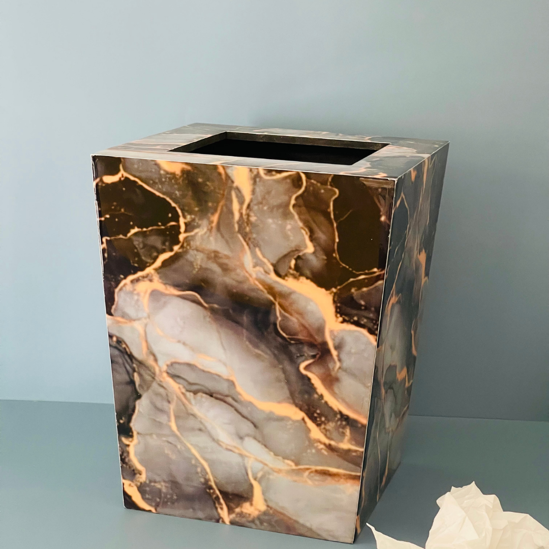 Marble finish dustbin for elegant decor
