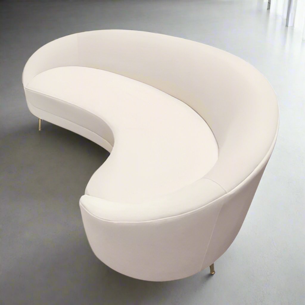 Mid-century modern luxury sofa with sleek wood accents
