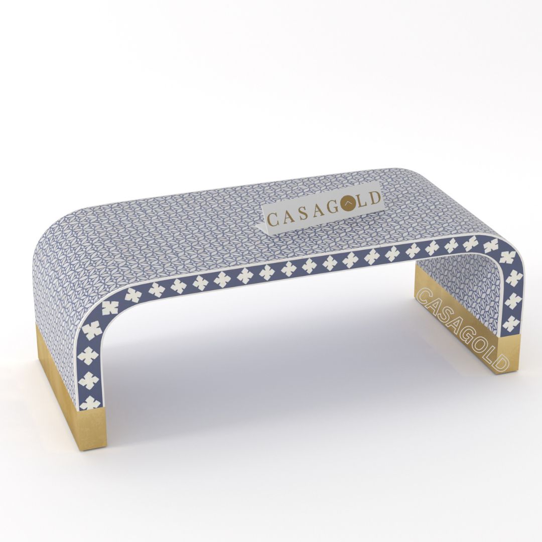 Minimalist Bone Inlay Rectangular Coffee Table	