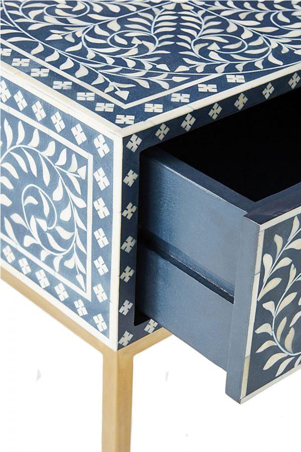 Minimalist Rectangular Inlay Table with Gold Base	