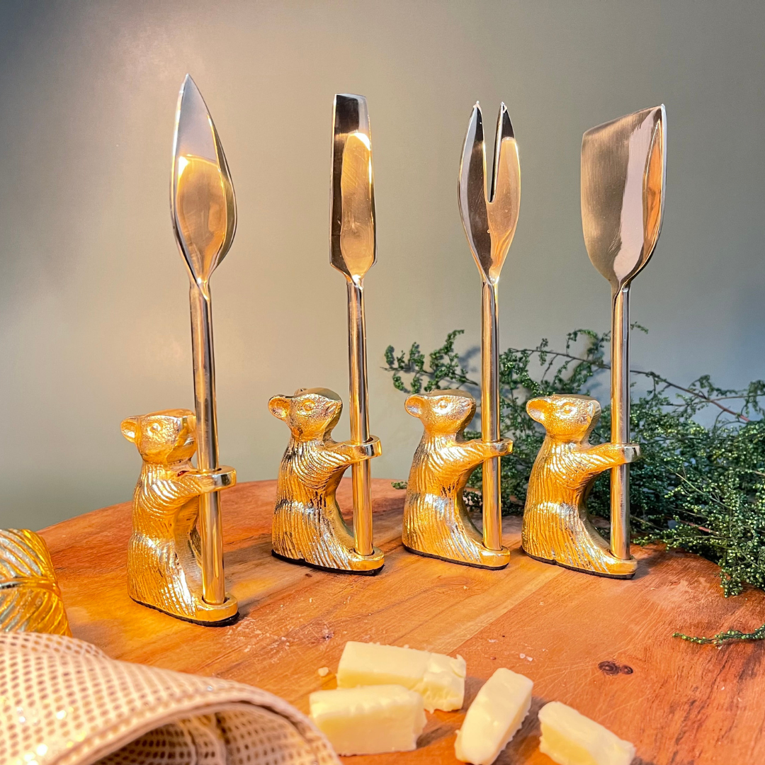 Stylish cheese knives with Antique handles
